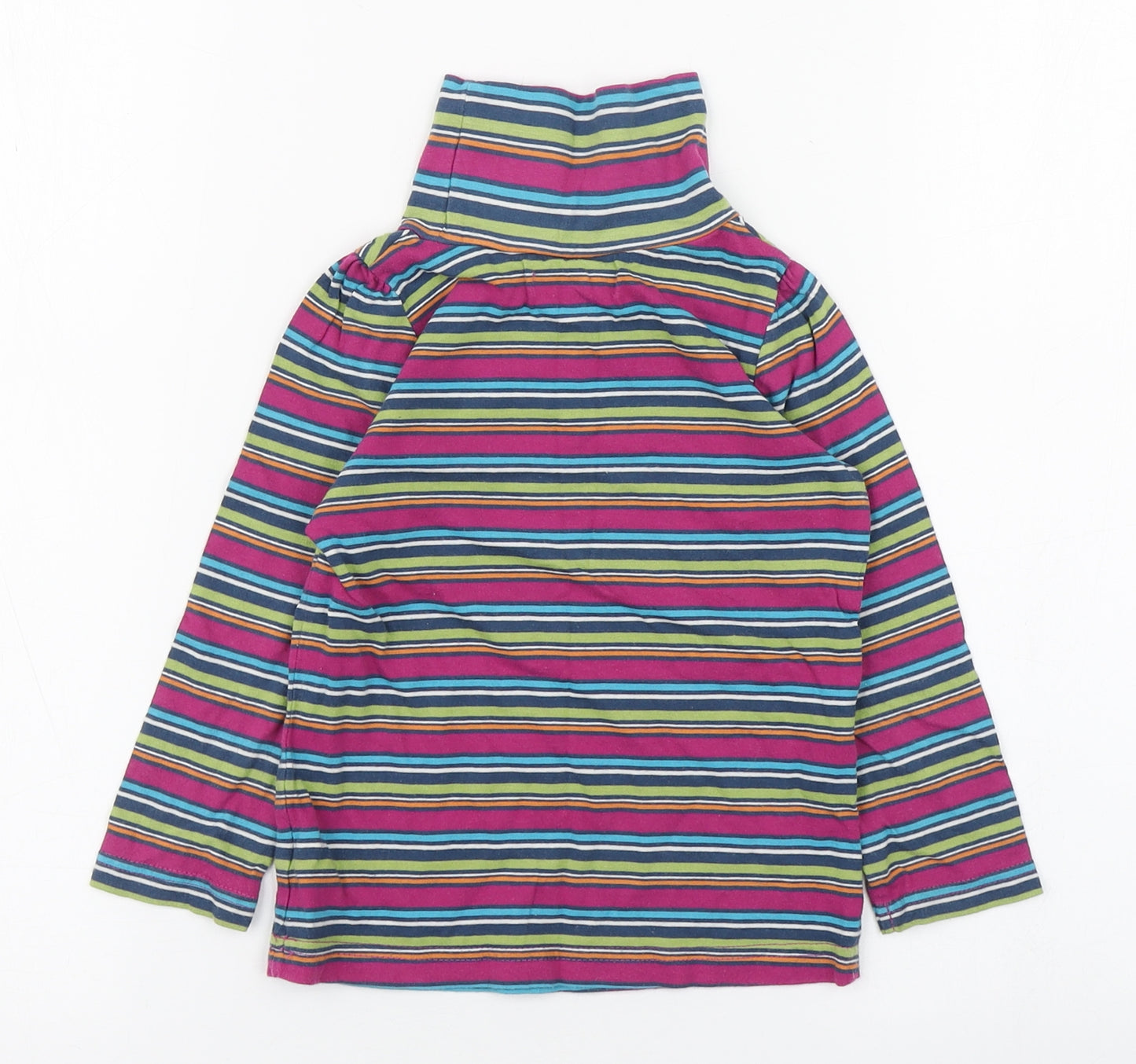 Indigo Girls Multicoloured Striped Cotton Pullover T-Shirt Size 2-3 Years Roll Neck