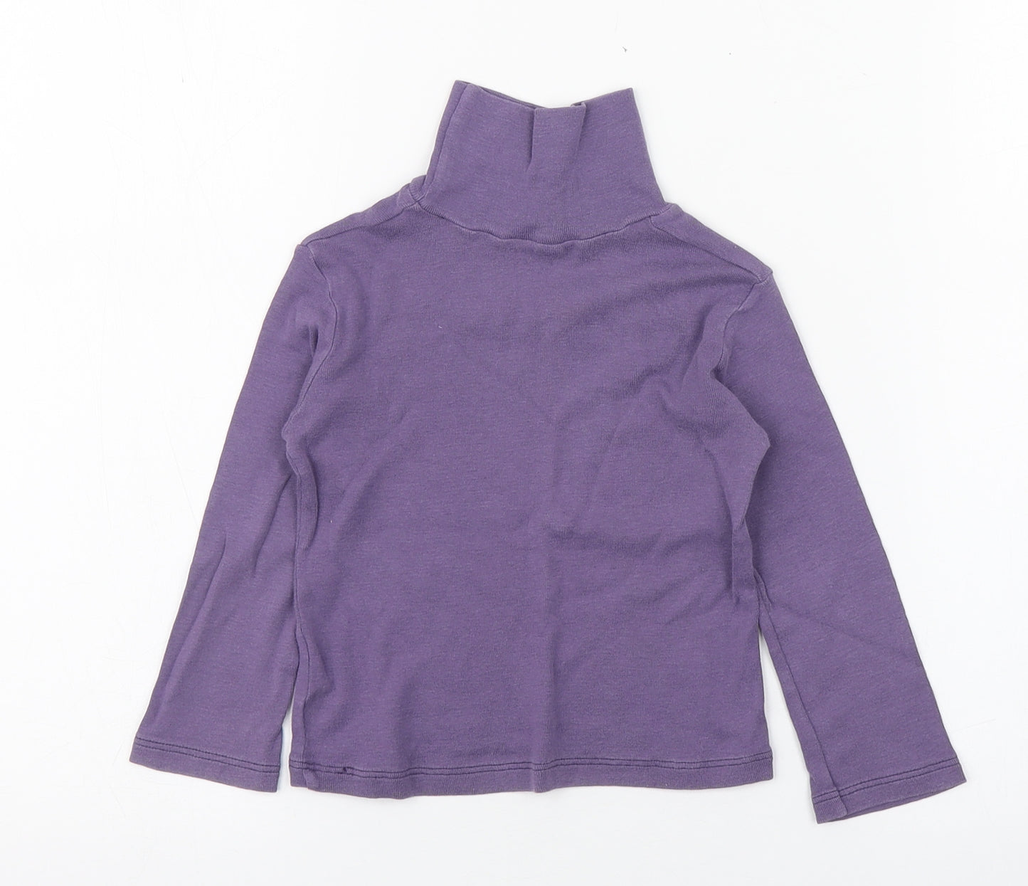 United Colors of Benetton Girls Purple  Cotton Basic T-Shirt Size 2 Years High Neck Pullover