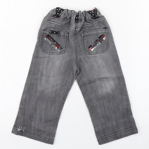 St Bernard Girls Grey  Cotton Jogger Jeans Size 18-24 Months  Zip