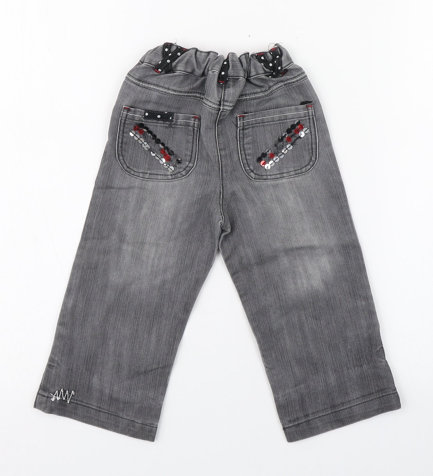 St Bernard Girls Grey  Cotton Jogger Jeans Size 18-24 Months  Zip