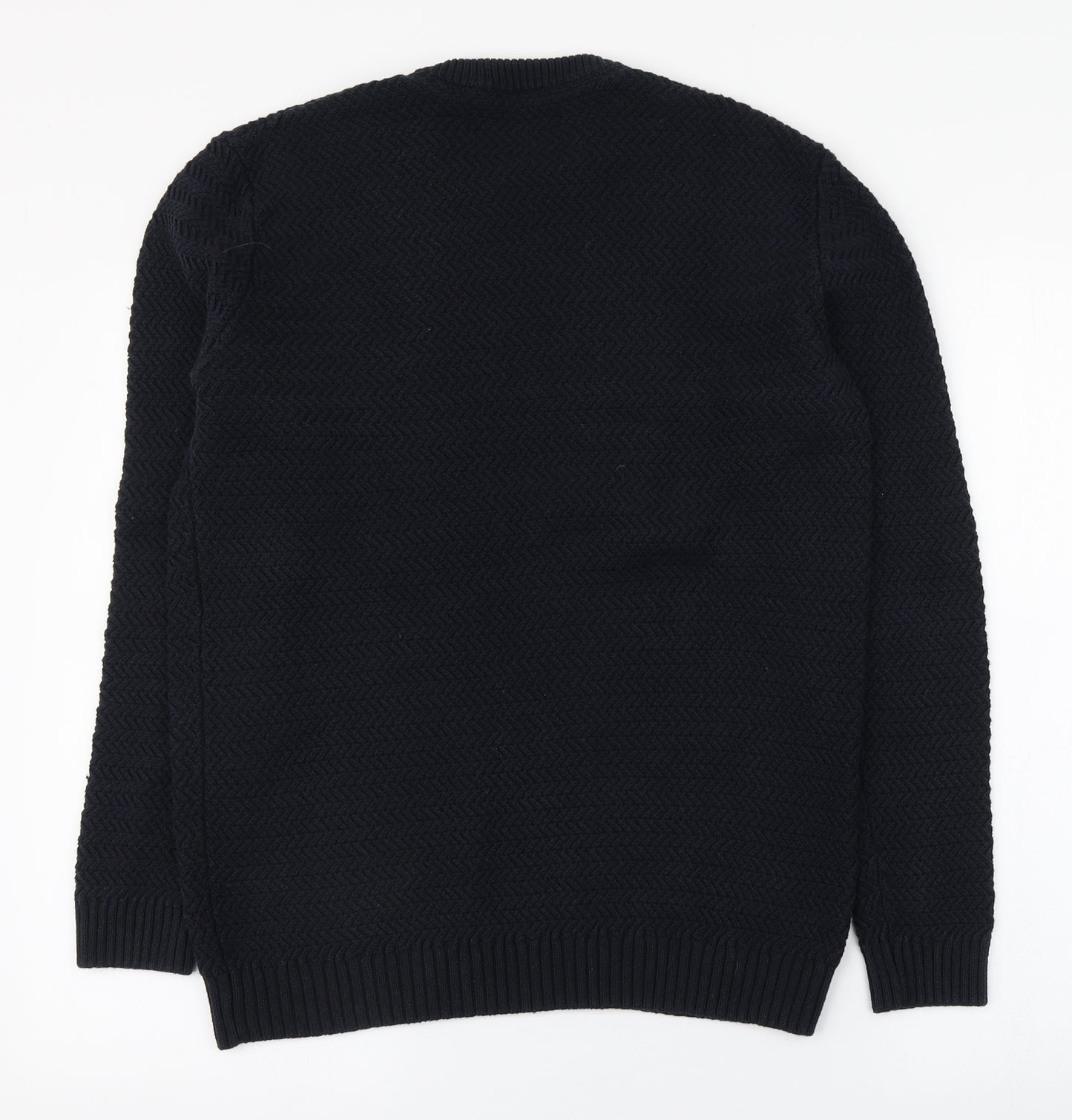 Paul Costelloe Mens Blue Round Neck  Cotton Pullover Jumper Size M