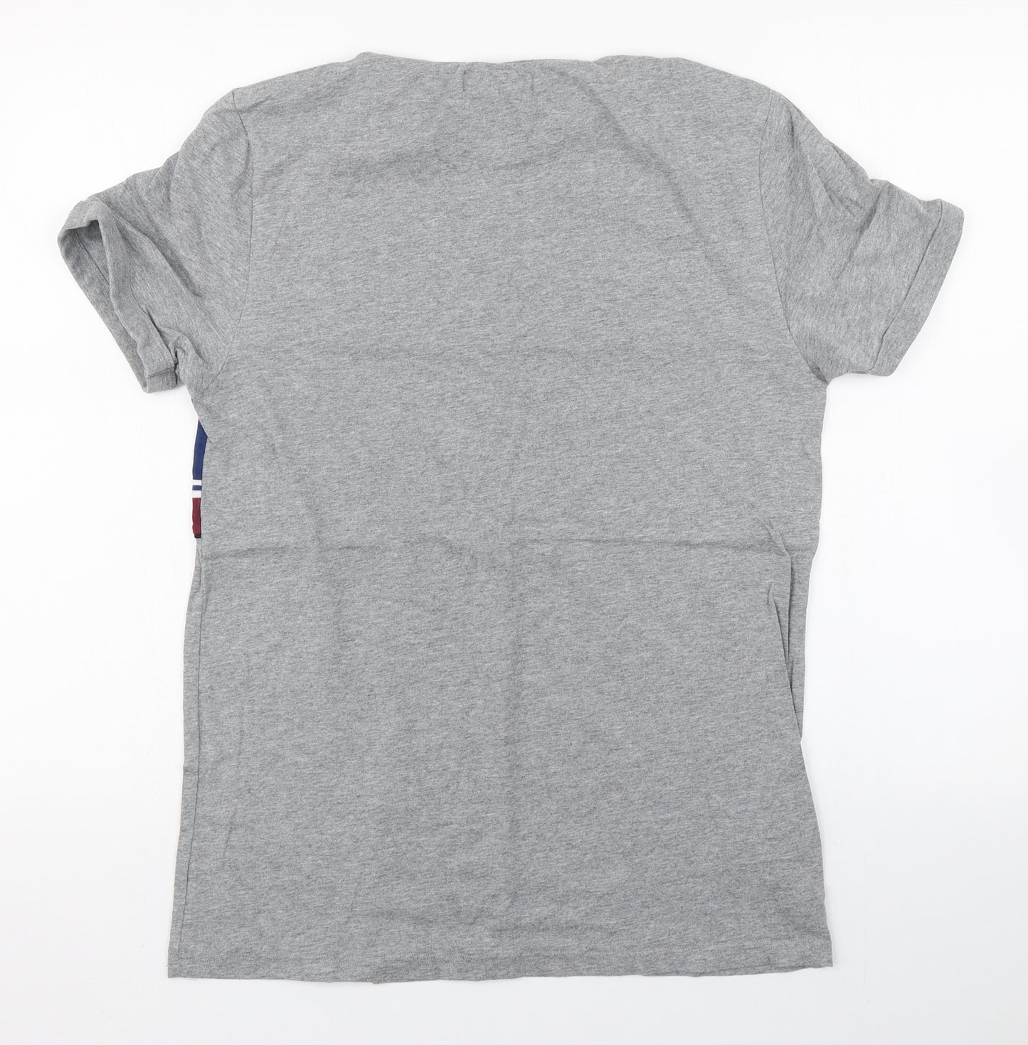 Fred Perry Mens Grey Striped Cotton  T-Shirt Size S Round Neck