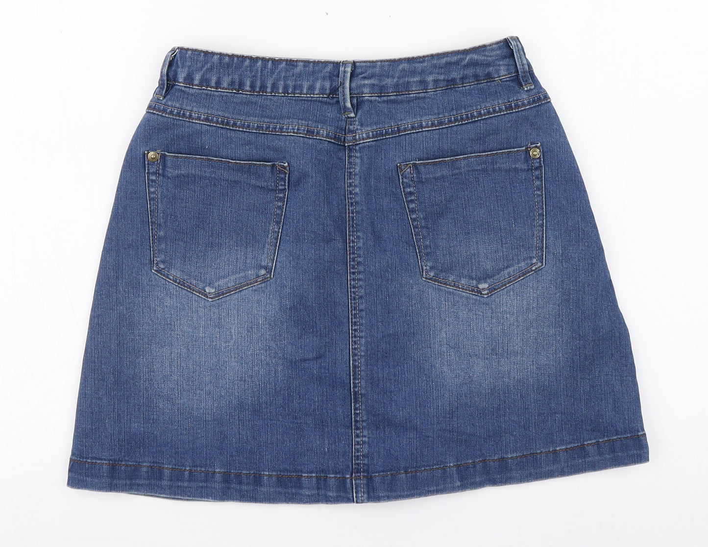 George Womens Blue  Cotton A-Line Skirt Size 10   Button