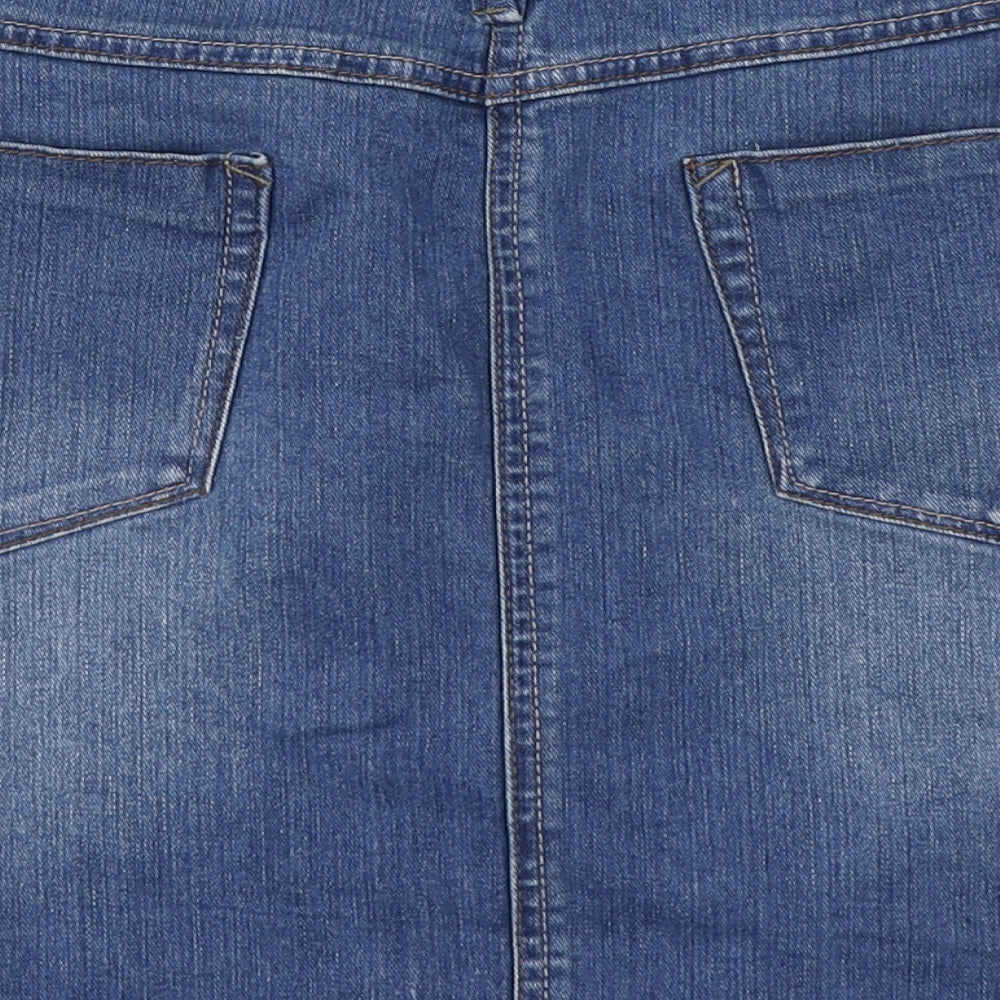 George Womens Blue  Cotton A-Line Skirt Size 10   Button