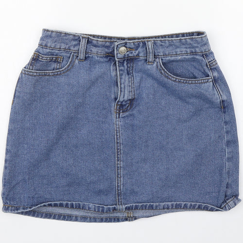 Denim co. Womens Blue  Cotton A-Line Skirt Size 12   Zip