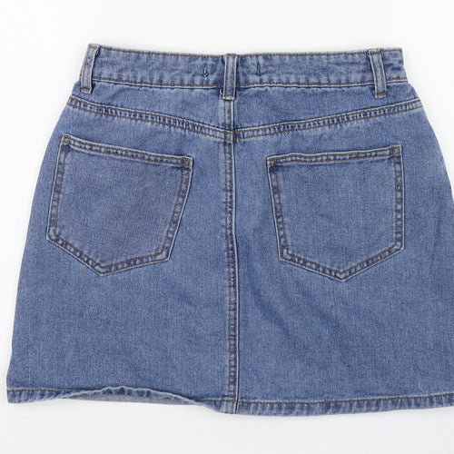 Denim co. Womens Blue  Cotton A-Line Skirt Size 12   Zip