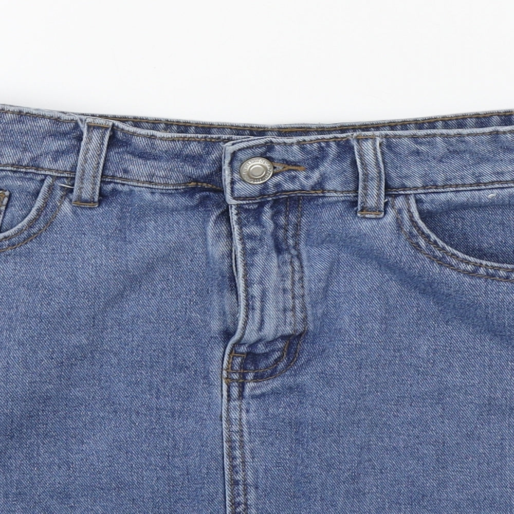 Denim co. Womens Blue  Cotton A-Line Skirt Size 12   Zip