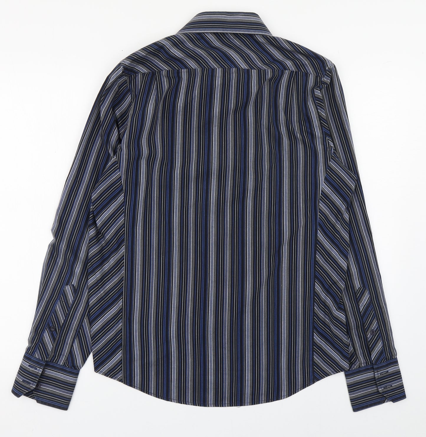 Ben Sherman Mens Blue Striped Cotton  Button-Up Size S Collared Button