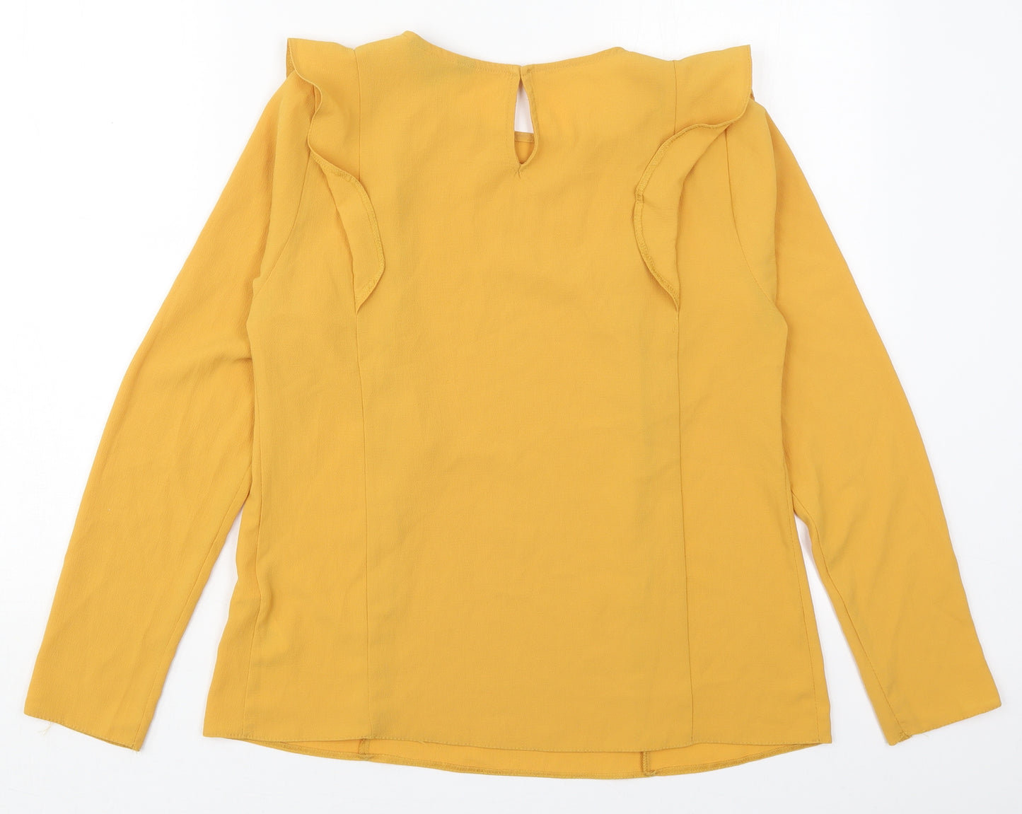 New Look Womens Yellow  Polyester Basic Blouse Size 12 Round Neck