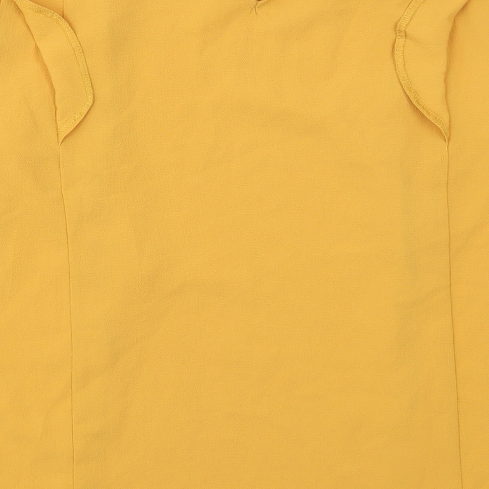 New Look Womens Yellow  Polyester Basic Blouse Size 12 Round Neck