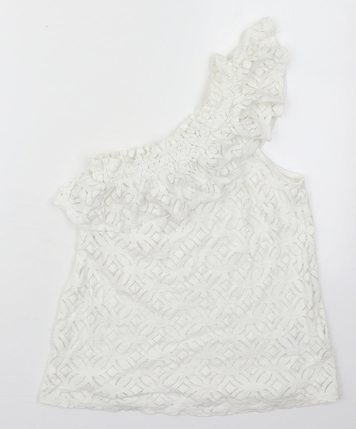 H&M Womens White  Cotton Basic Tank Size XS One Shoulder