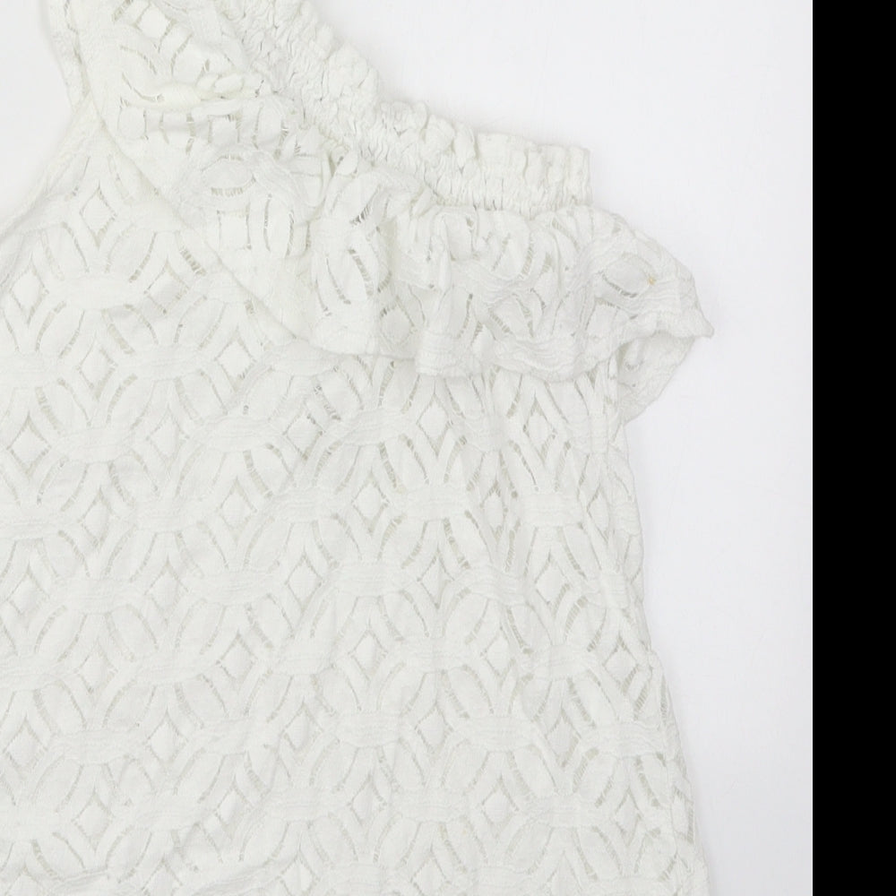 H&M Womens White  Cotton Basic Tank Size XS One Shoulder
