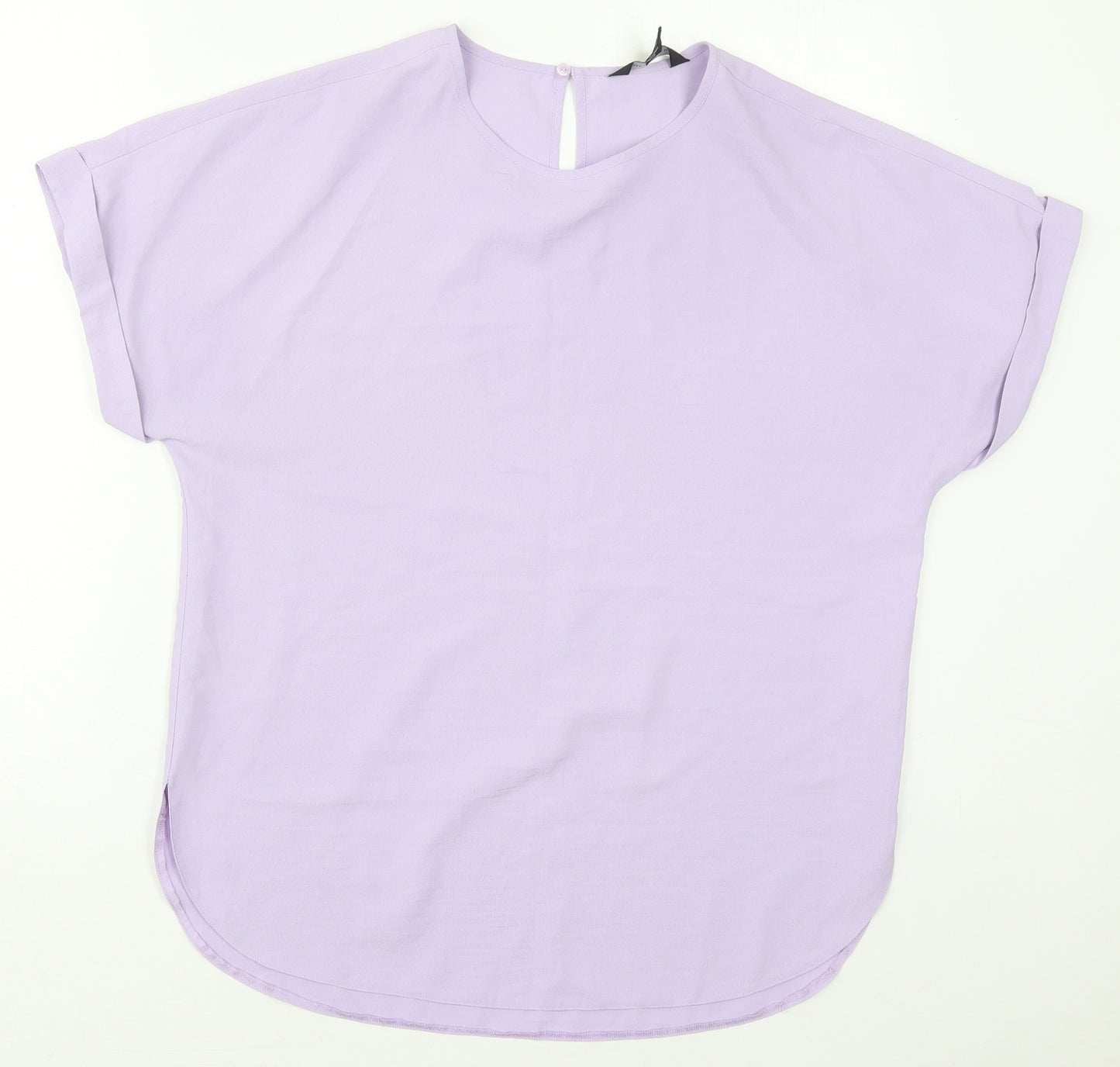 New Look Womens Purple  Polyester Basic Blouse Size 12 Round Neck