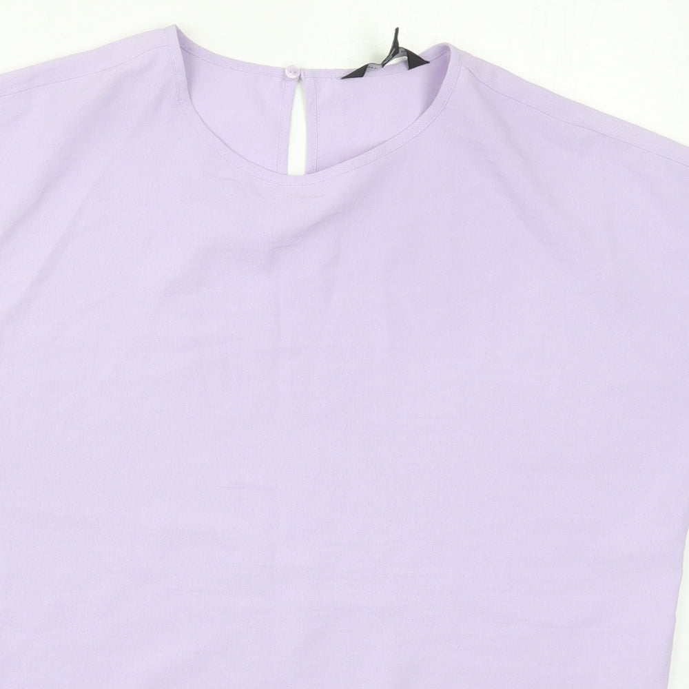 New Look Womens Purple  Polyester Basic Blouse Size 12 Round Neck