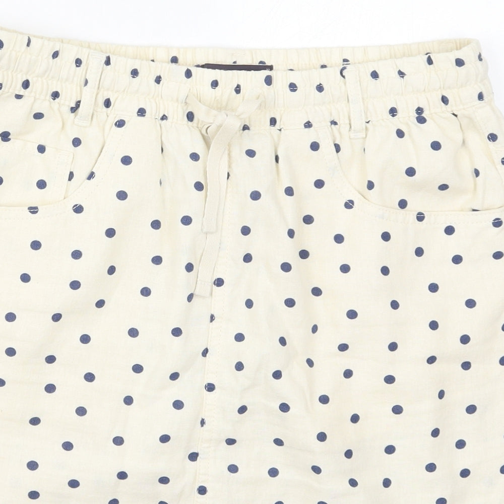 Marks and Spencer Womens Ivory Polka Dot Linen Straight & Pencil Skirt Size 12   Drawstring