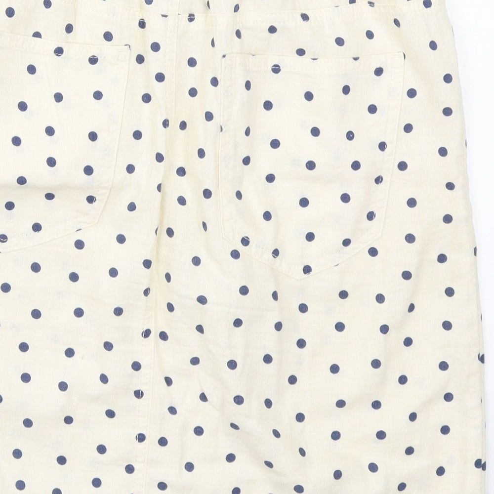 Marks and Spencer Womens Ivory Polka Dot Linen Straight & Pencil Skirt Size 12   Drawstring