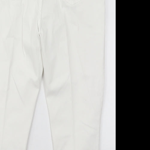 Marks and Spencer Womens White  Cotton Cropped Jeans Size 30 in L20 in Regular Button
