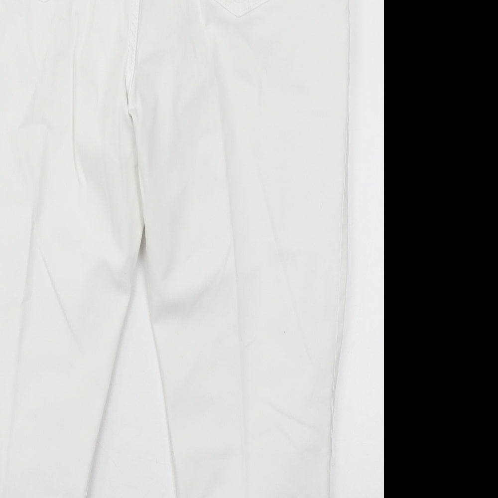 Marks and Spencer Womens White  Cotton Cropped Jeans Size 30 in L20 in Regular Button