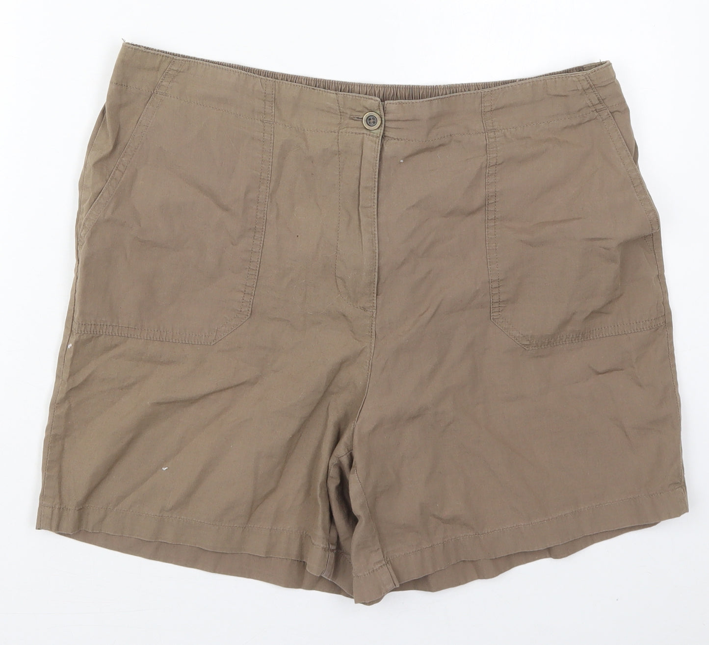 Bonmarché Womens Brown  Cotton Bermuda Shorts Size 16 L5 in Regular Button
