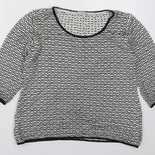 Per Una Womens Black Round Neck Geometric Acrylic Pullover Jumper Size 14