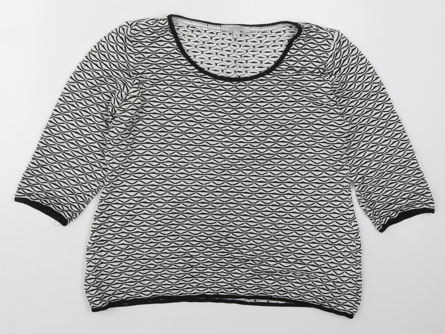 Per Una Womens Black Round Neck Geometric Acrylic Pullover Jumper Size 14