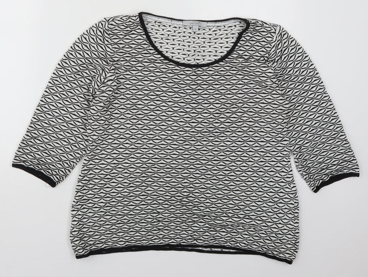 Per Una Womens Black Round Neck Geometric Acrylic Pullover Jumper Size 14