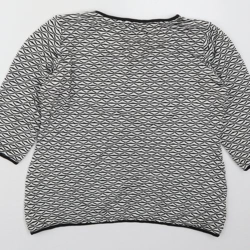 Per Una Womens Black Round Neck Geometric Acrylic Pullover Jumper Size 14