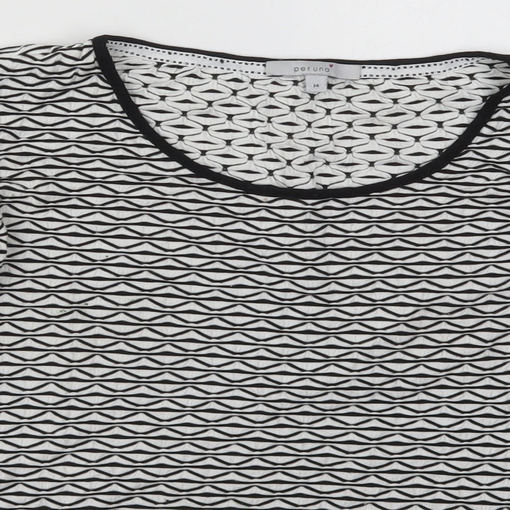 Per Una Womens Black Round Neck Geometric Acrylic Pullover Jumper Size 14