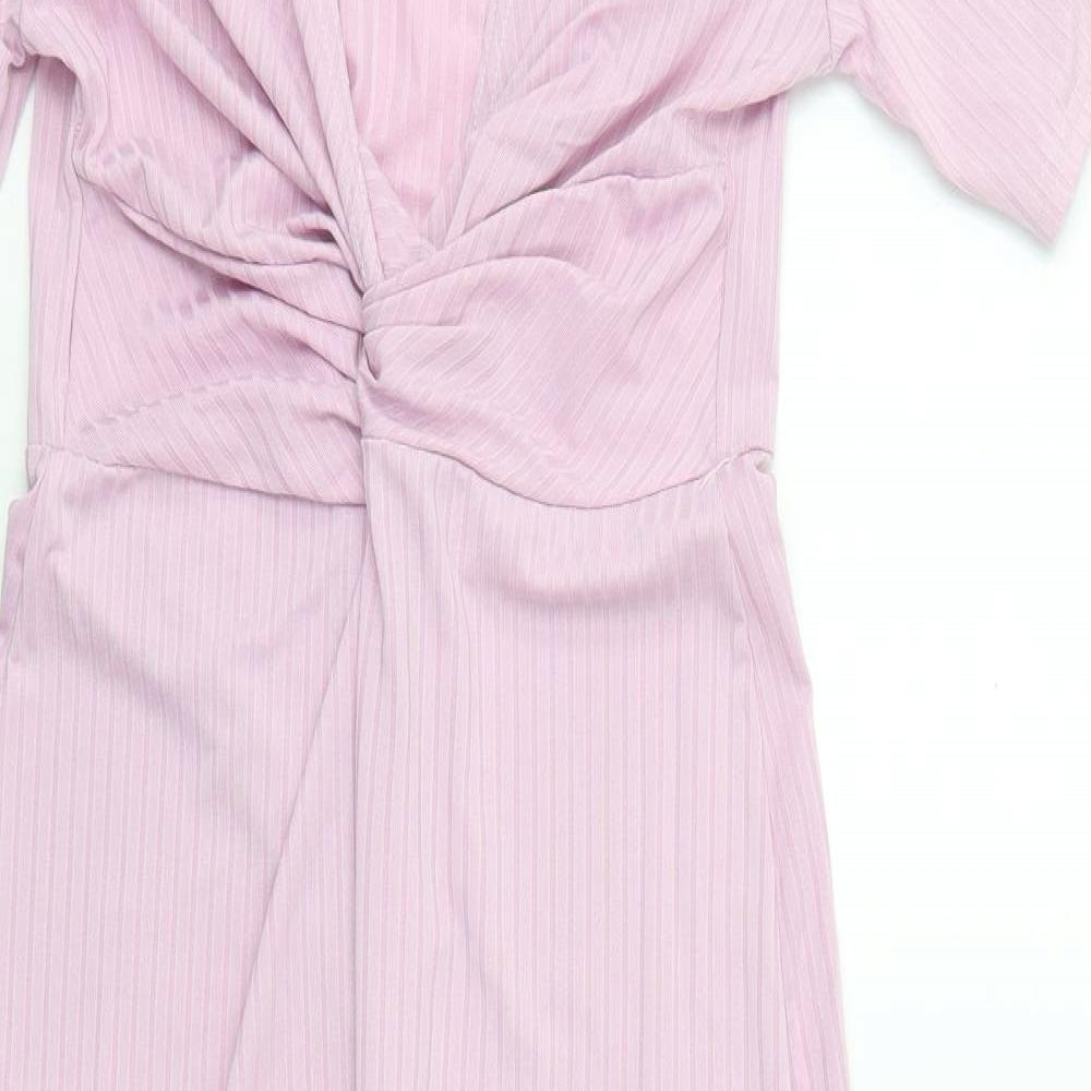 PRETTYLITTLETHING Womens Pink  Polyester Jumpsuit One-Piece Size 14 L21 in Pullover
