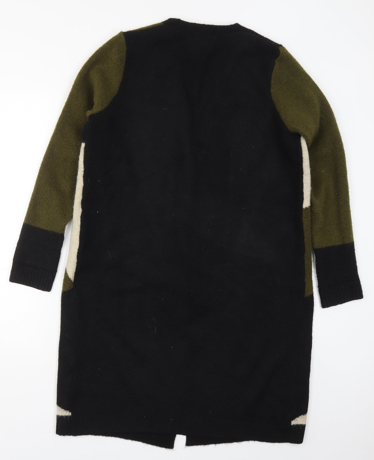 George Womens Green V-Neck Geometric Acrylic Cardigan Jumper Size 14