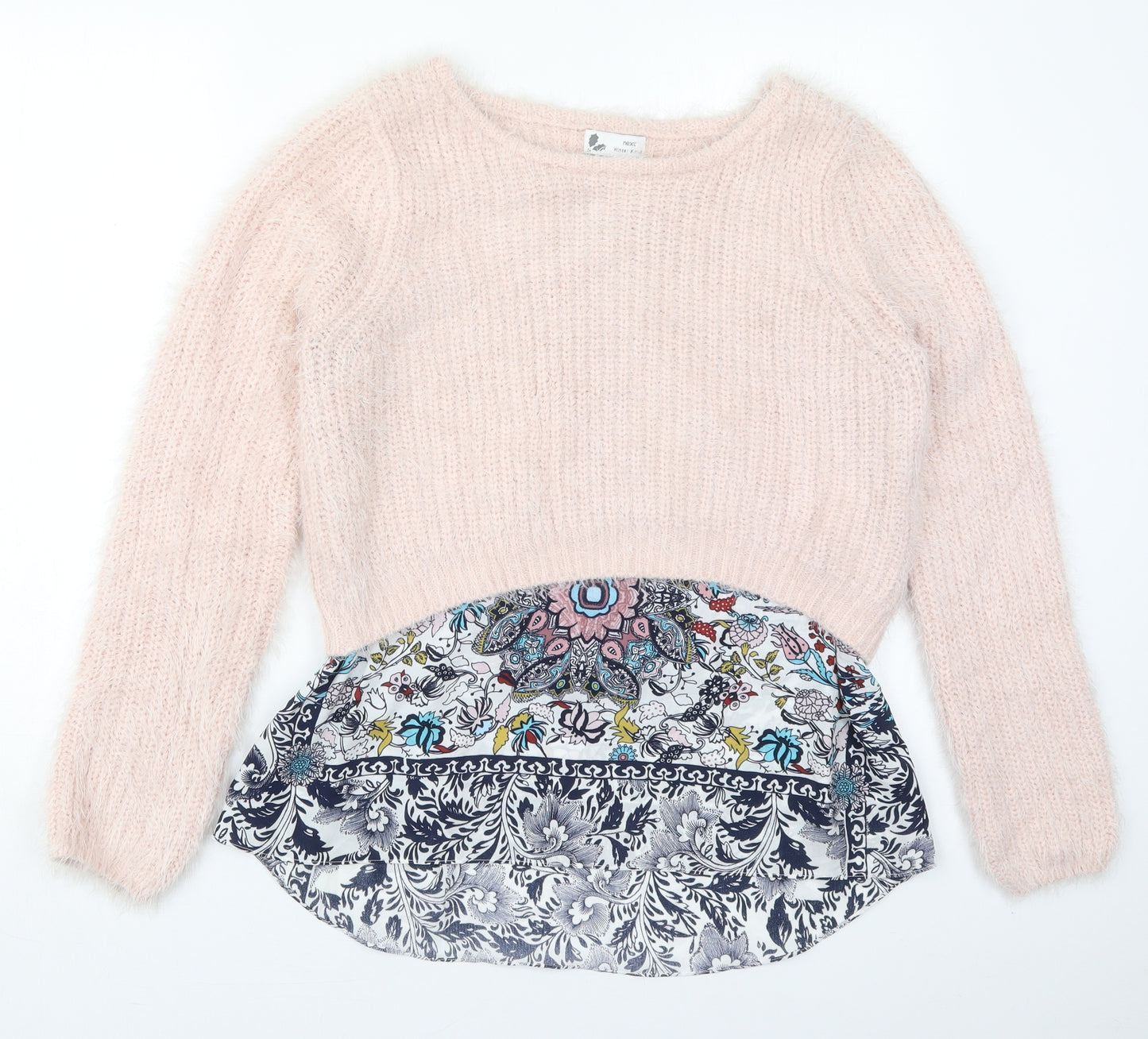NEXT Womens Pink Boat Neck Floral Acrylic Pullover Jumper Size 14
