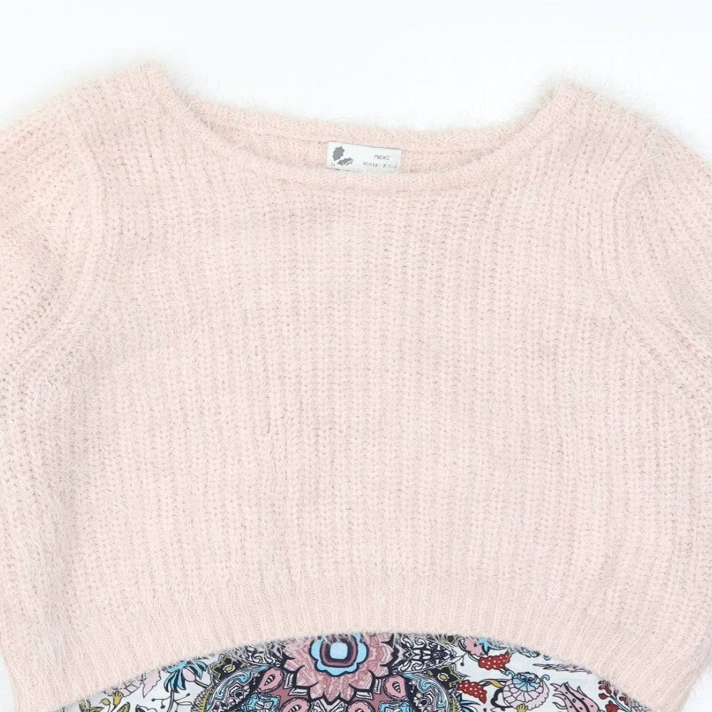 NEXT Womens Pink Boat Neck Floral Acrylic Pullover Jumper Size 14