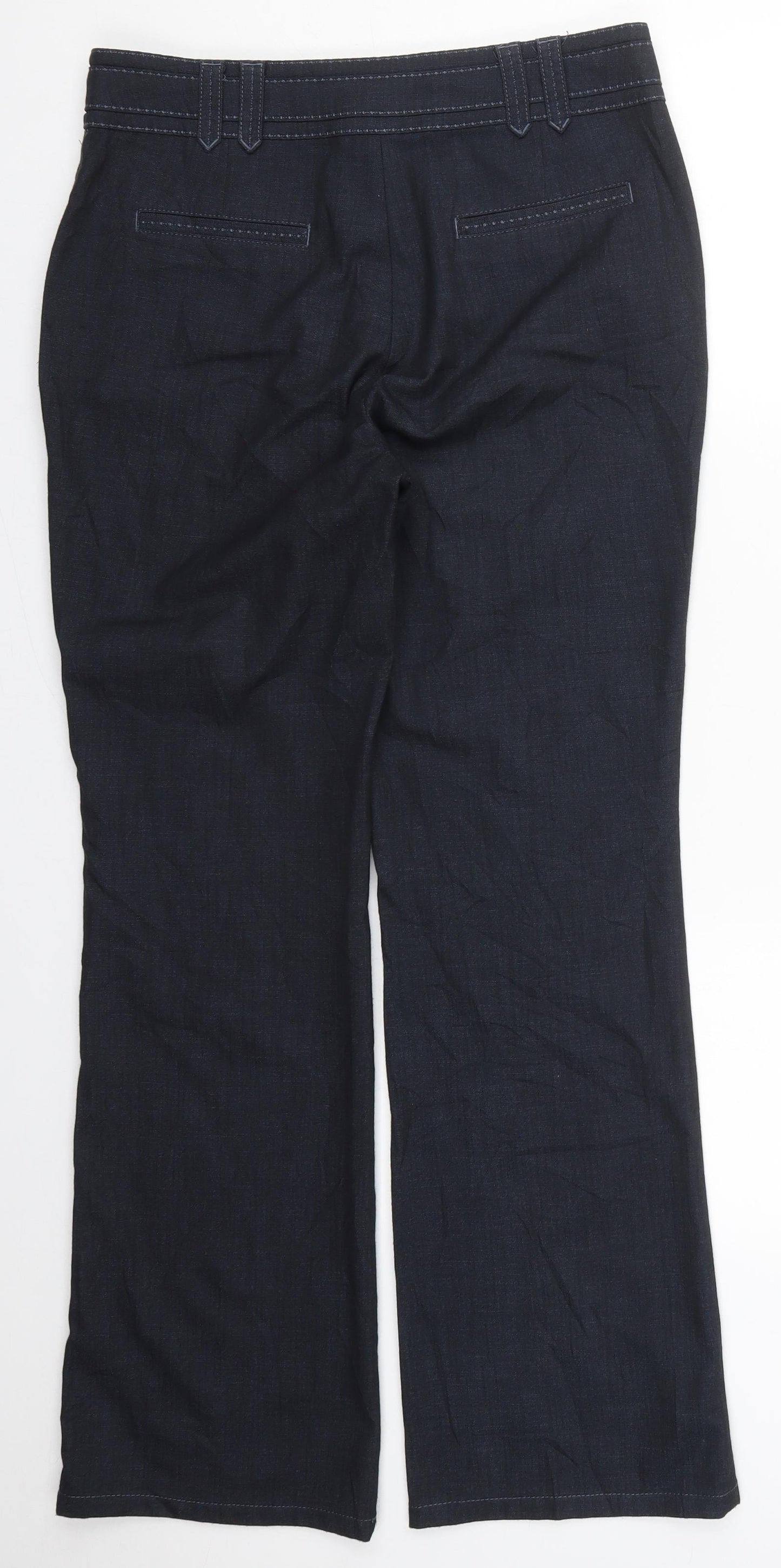 Per Una Womens Blue  Polyester Trousers  Size 10 L30 in Regular Hook & Eye