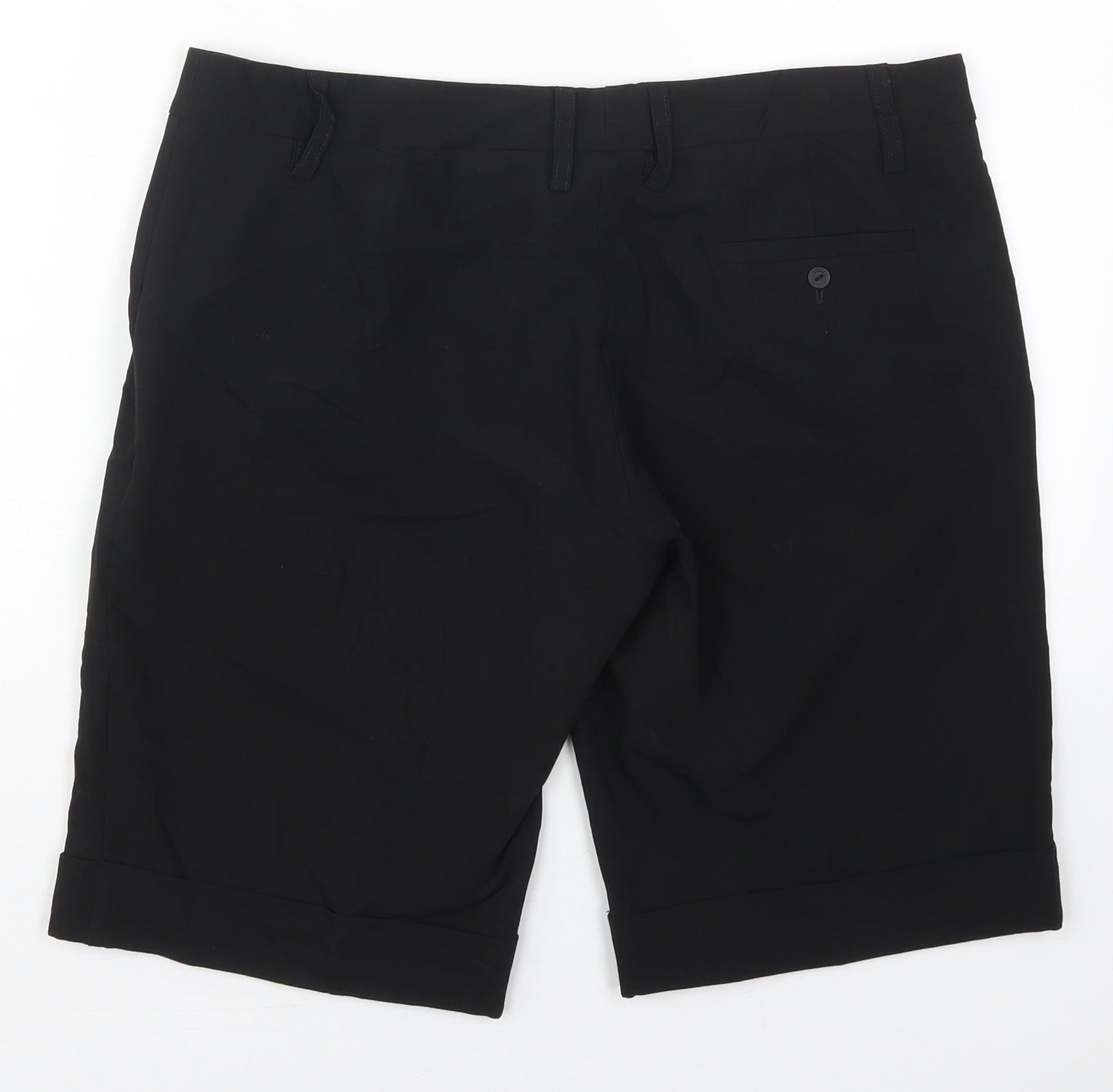 River Island Womens Black  Polyester Bermuda Shorts Size 14 L11 in Regular Hook & Eye