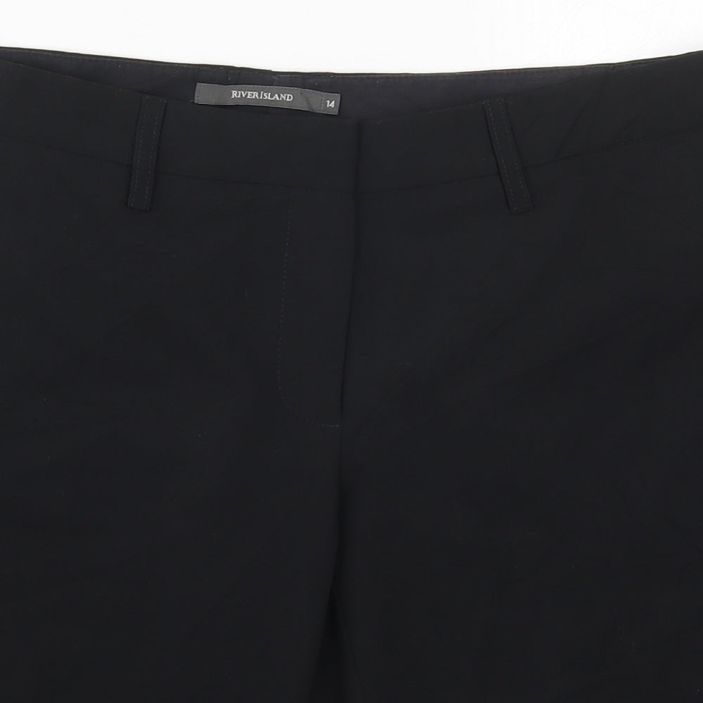 River Island Womens Black  Polyester Bermuda Shorts Size 14 L11 in Regular Hook & Eye