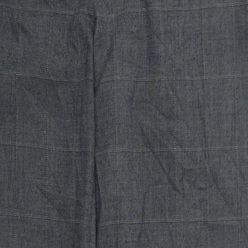 NEXT Womens Grey Check Polyester Trousers  Size 14 L31 in Regular Hook & Eye