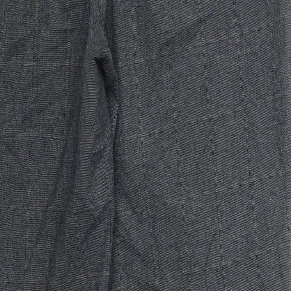 NEXT Womens Grey Check Polyester Trousers  Size 14 L31 in Regular Hook & Eye