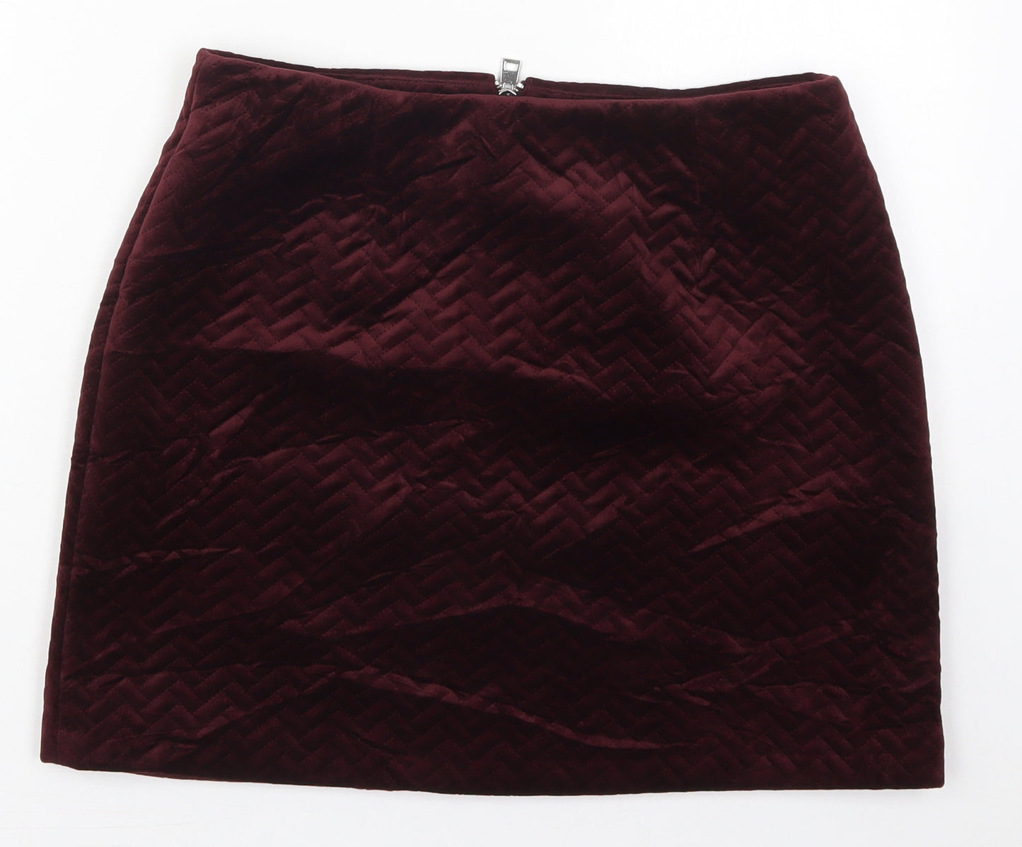 New Look Womens Red  Polyester Mini Skirt Size 10   Zip