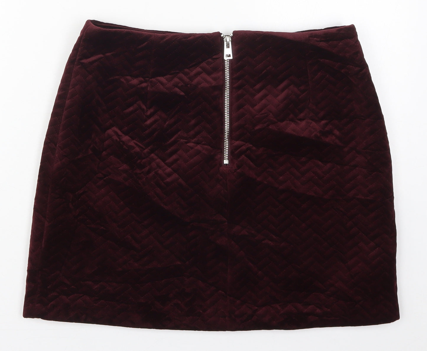 New Look Womens Red  Polyester Mini Skirt Size 10   Zip