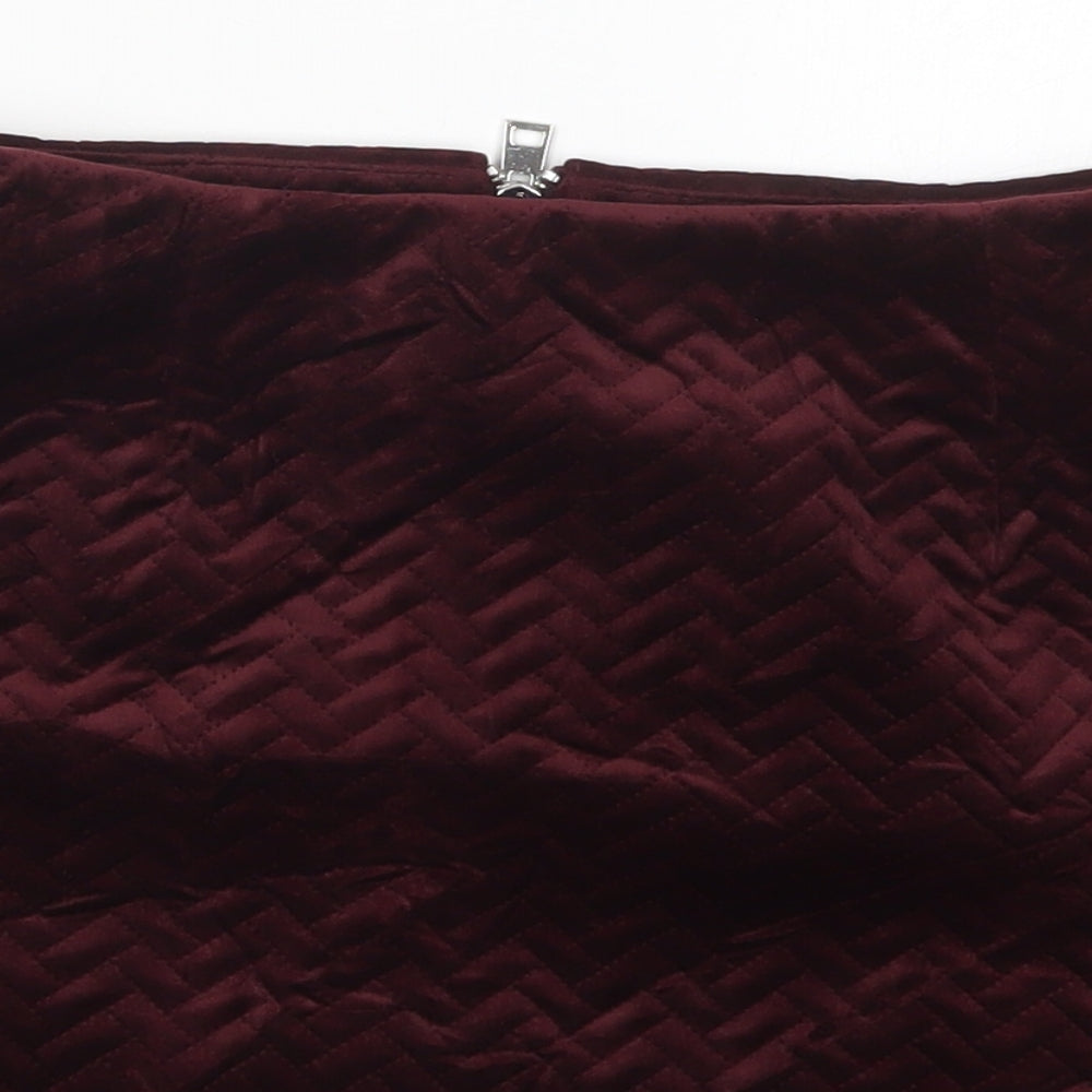 New Look Womens Red  Polyester Mini Skirt Size 10   Zip