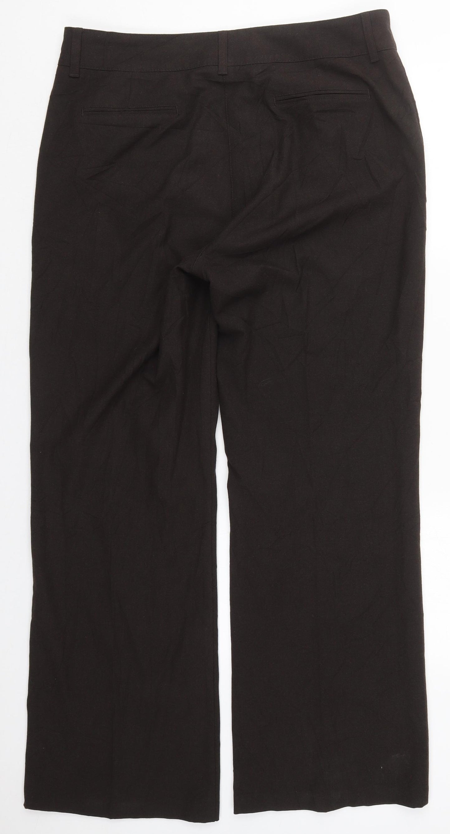 Per Una Womens Brown  Polyester Trousers  Size 16 L31 in Regular Hook & Eye