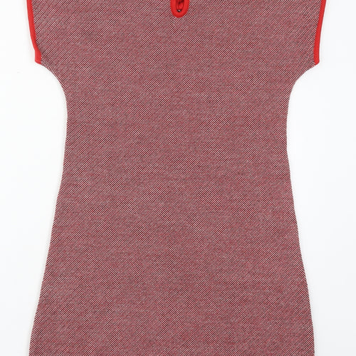 John Lewis Girls Red  Acrylic Jumper Dress  Size 10 Years  Collared Pullover - Rabbits