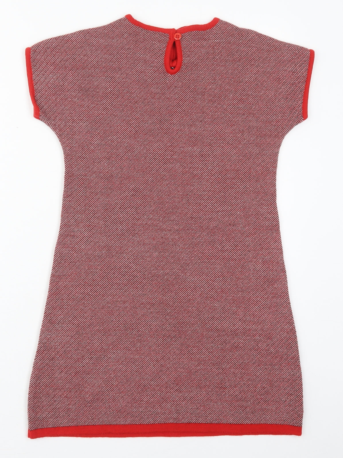 John Lewis Girls Red  Acrylic Jumper Dress  Size 10 Years  Collared Pullover - Rabbits