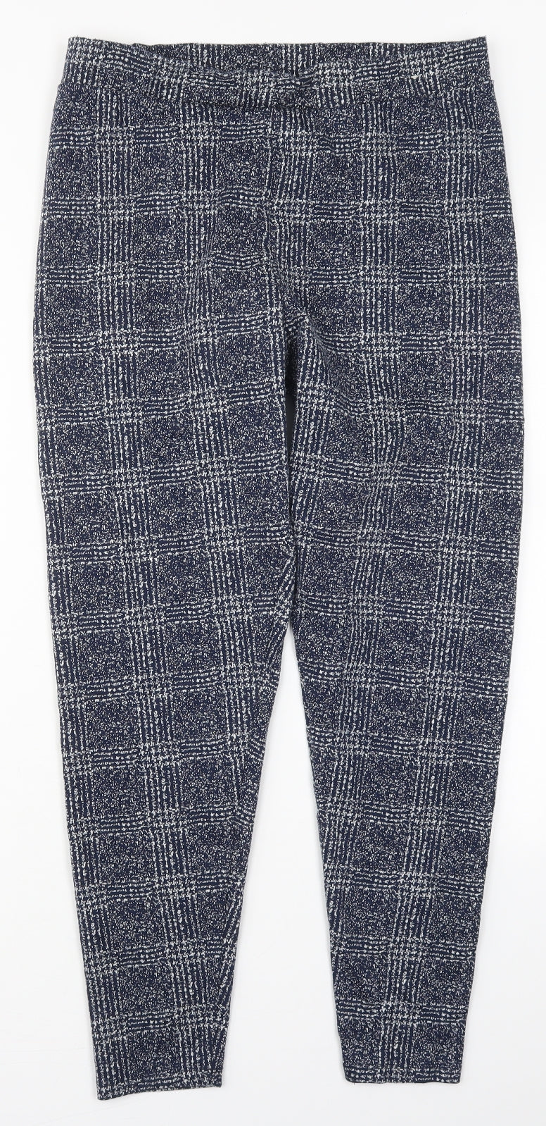 TU Womens Blue Check Polyester Carrot Leggings Size 16 L28 in