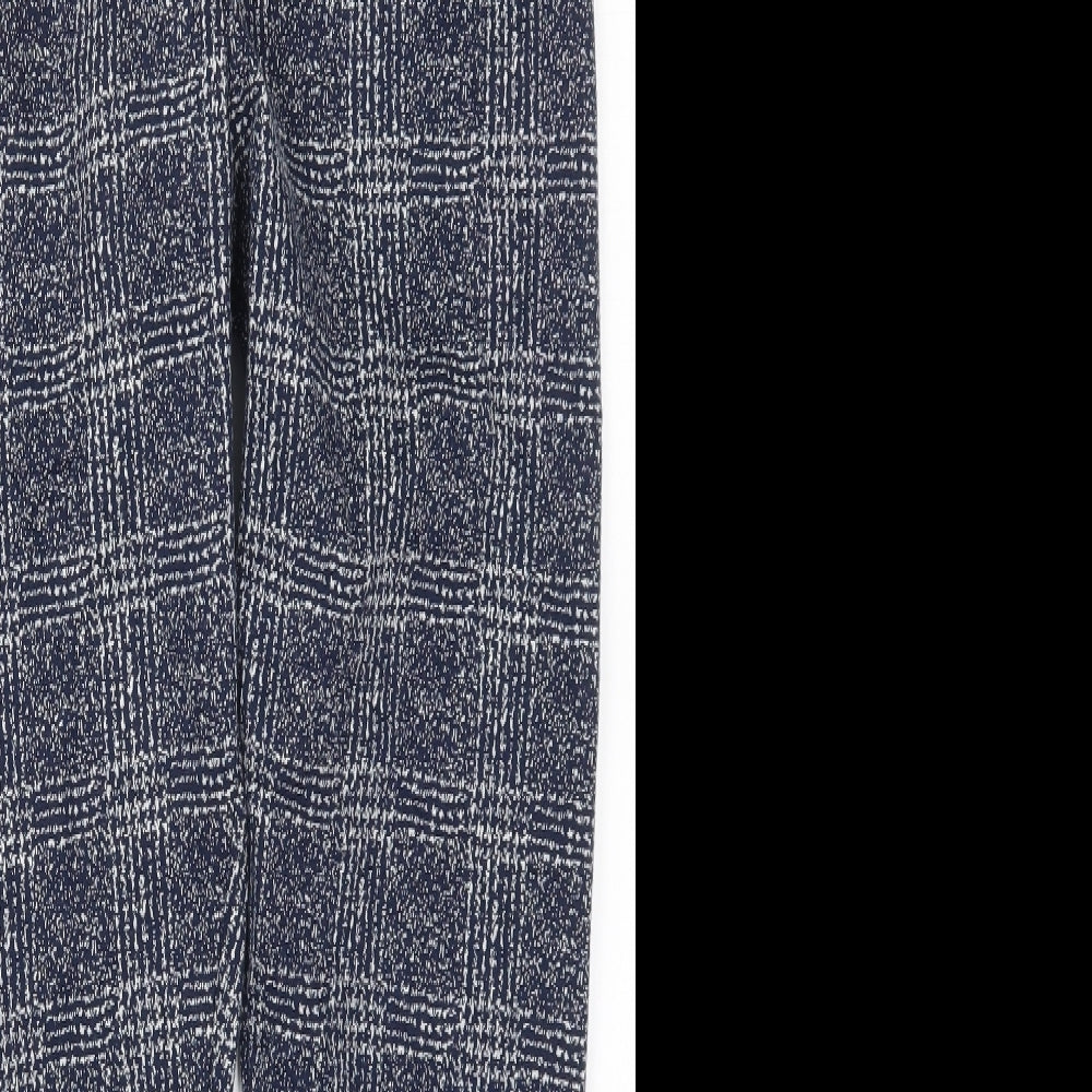 TU Womens Blue Check Polyester Carrot Leggings Size 16 L28 in