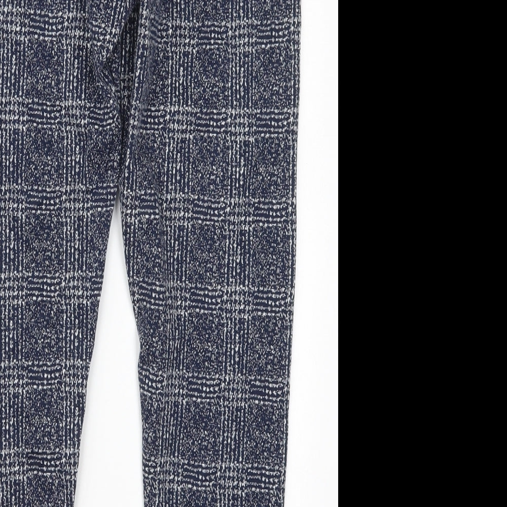 TU Womens Blue Check Polyester Carrot Leggings Size 16 L28 in