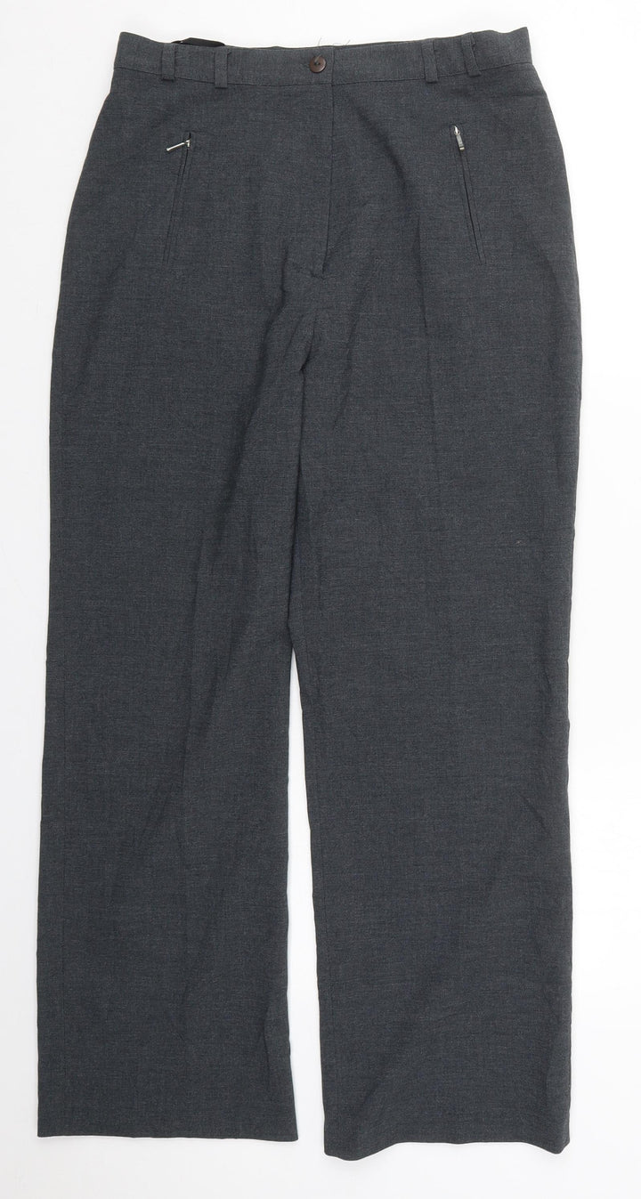 Bonmarché Womens Grey Polyester Trousers Size 14 L27 in Regular Button