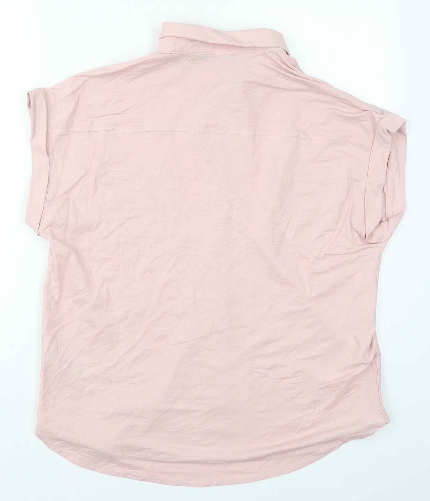 Marks and Spencer Womens Pink  Viscose Basic Button-Up Size 10 Collared