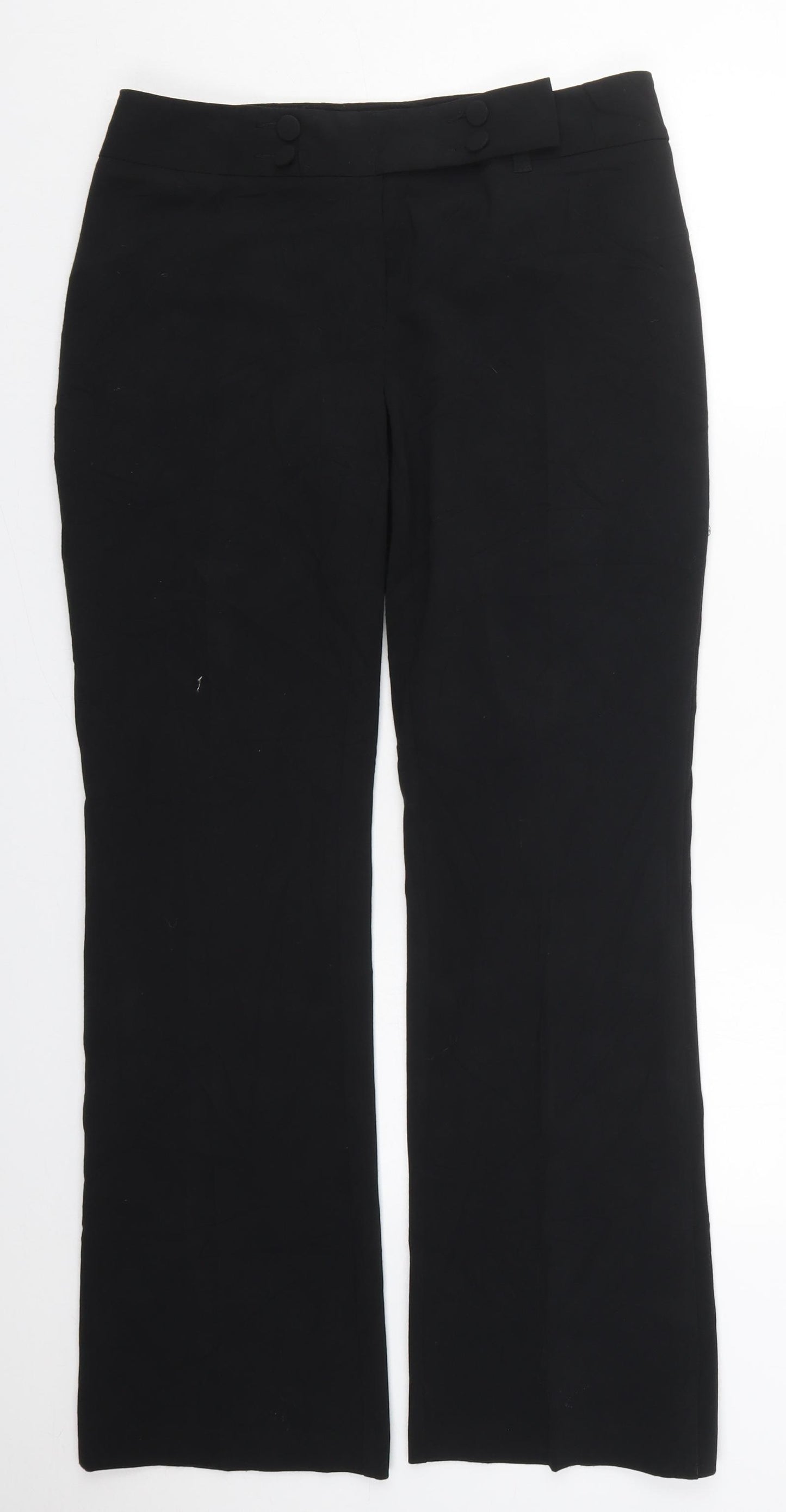 Marks and Spencer Womens Black  Polyester Trousers  Size 10 L30 in Regular Button