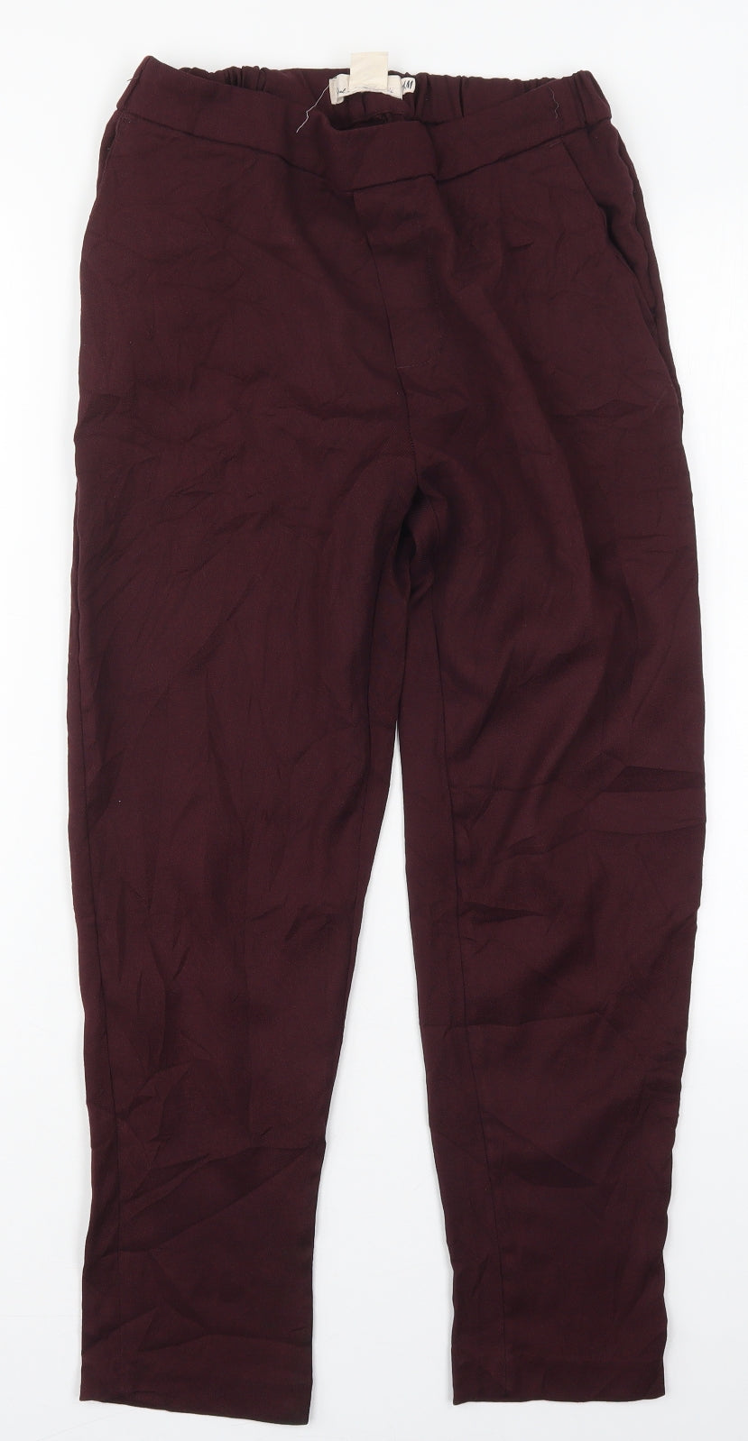 H&M Womens Red  Polyester Trousers  Size 8 L26 in Regular  - Burgundy